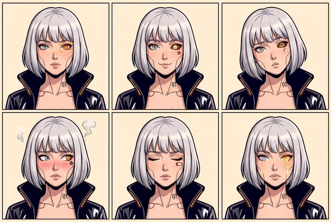 銀髮少女的六種表情