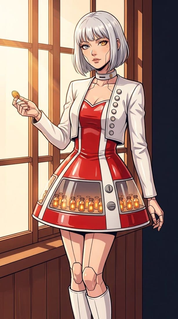 銀髮少女站在窗邊