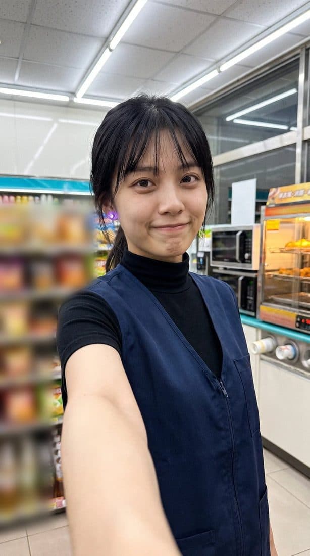 角色在便利商店的自拍