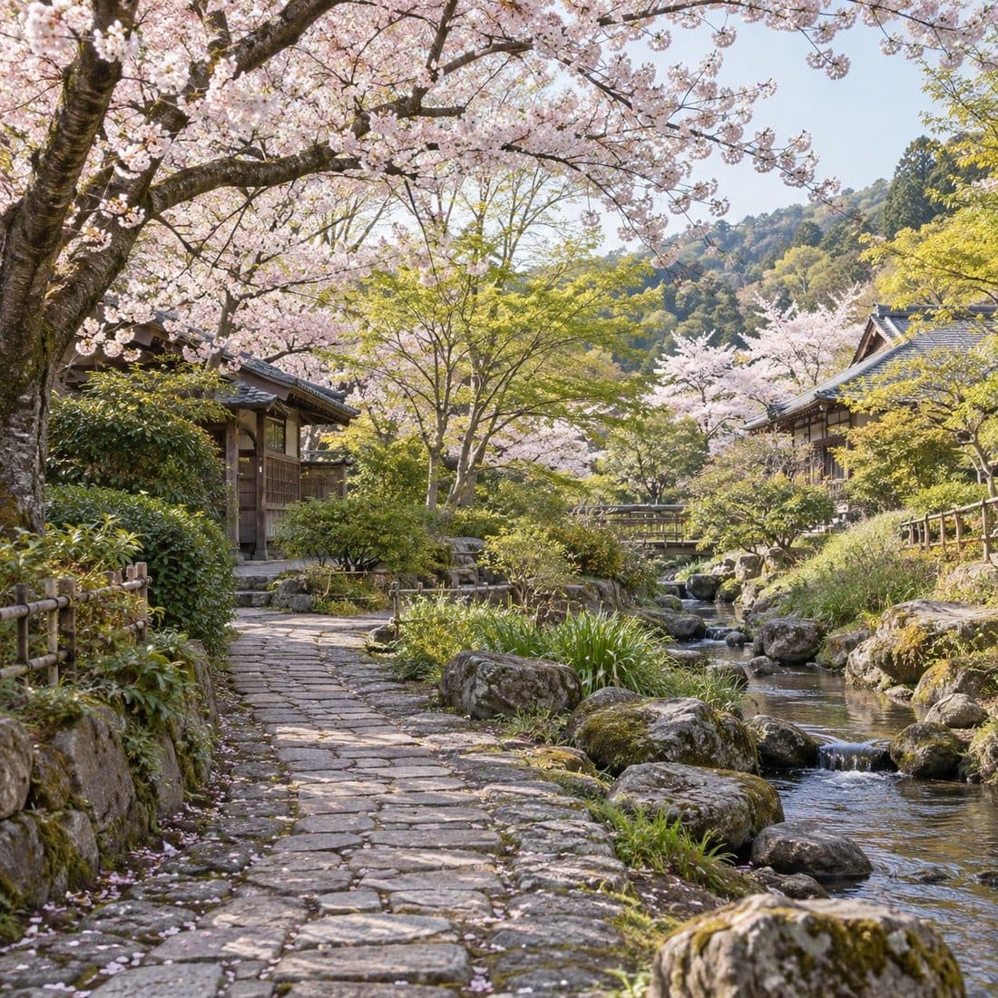 春天的庭園小徑